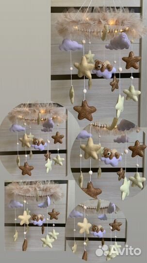 Мобиль в кроватку из фетра музыкальный