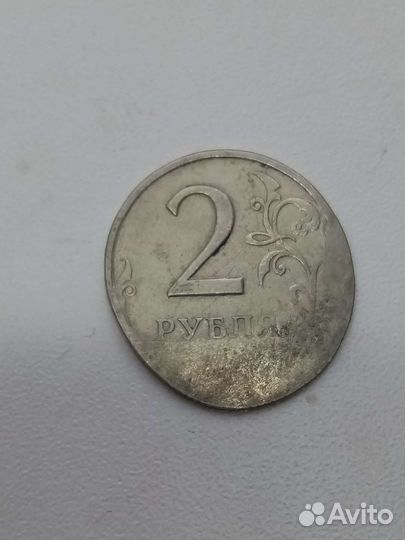 Монета 2 рубля брак