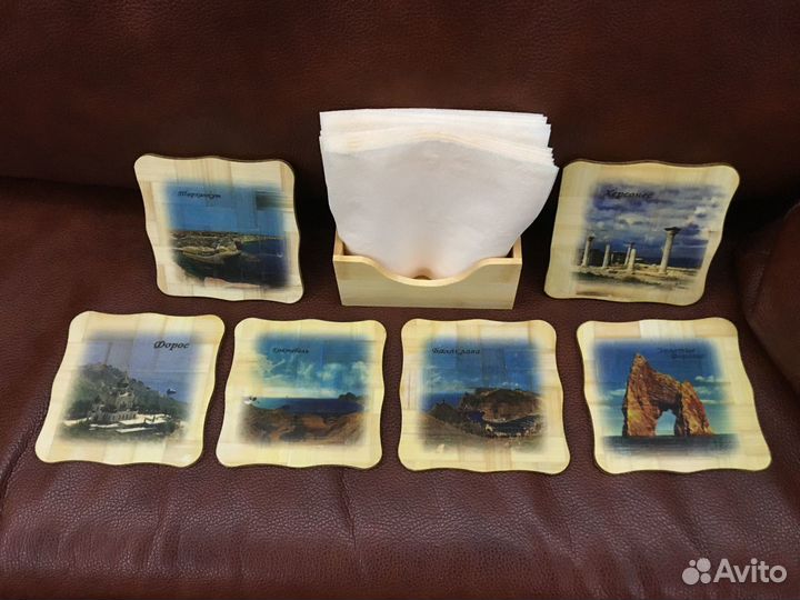 Набор из бересты / салфетница и подставки / крым
