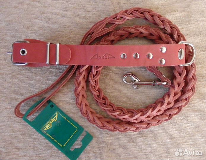 Ошейники+поводки. Натуральная кожа. Россия. Новые