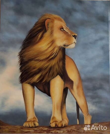 Картина маслом на холсте Лев, ручная работа