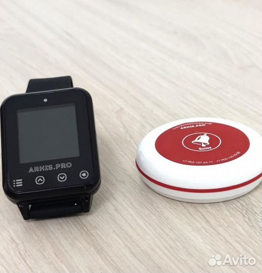 Кнопка вызова официанта и часы пейджер Элит