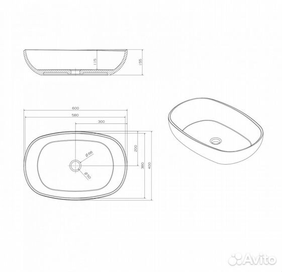 Раковина накладная прозрачная черная
