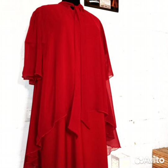 Эффектное красное платье большой размер 54-56