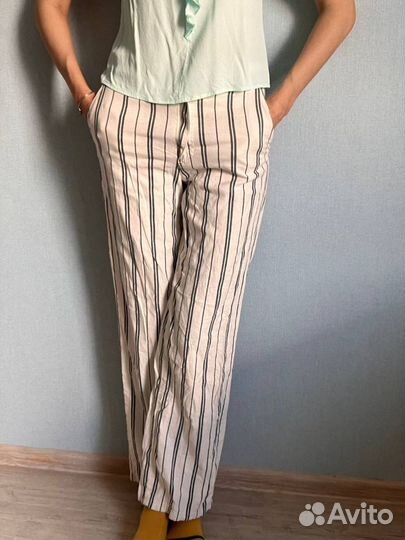 Льняные брюки (лён/вискоза) H&M +блузка Zara