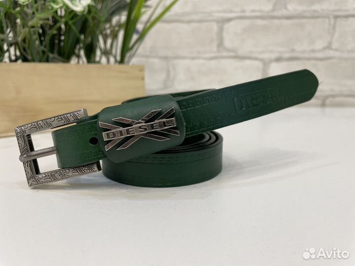 Ремень женский натуральная кожа зеленый