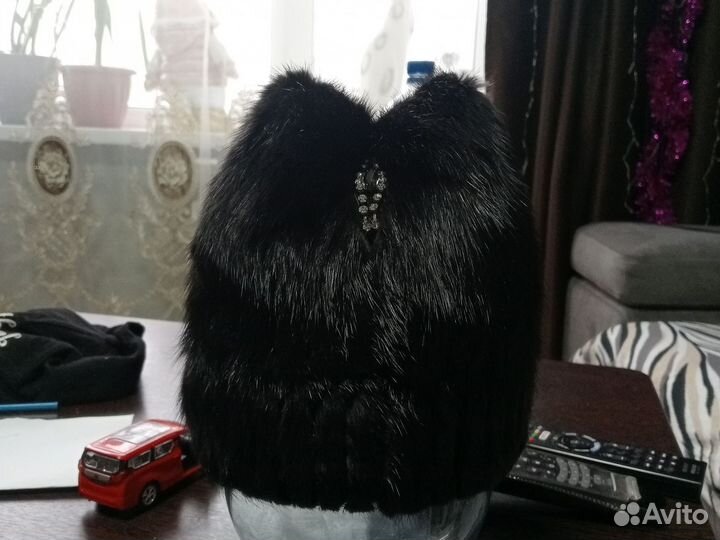 Шапка из вязаной норки