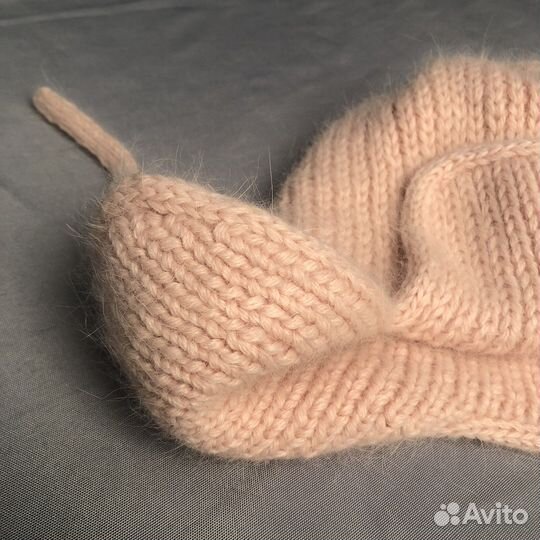 Шапка ушанка, вязаный комплект,набор