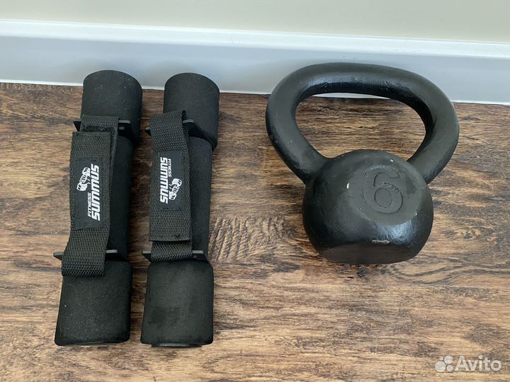 Гиря 6 кг и гантели по 2 кг