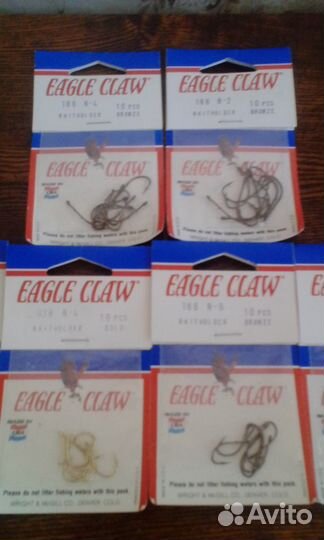 Рыболовные крючки Eagle Claw и Mustad