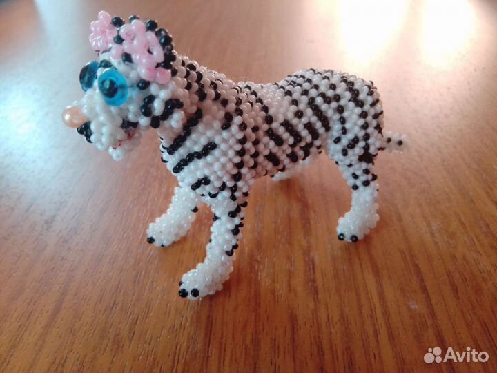 Амигуруми белый тигр из бисера