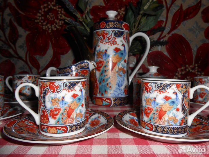 Сервис кофейный Япония фарфор позолота 6 персон