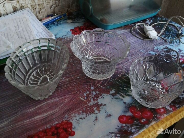 Хрустальная конфетница СССР с ободком