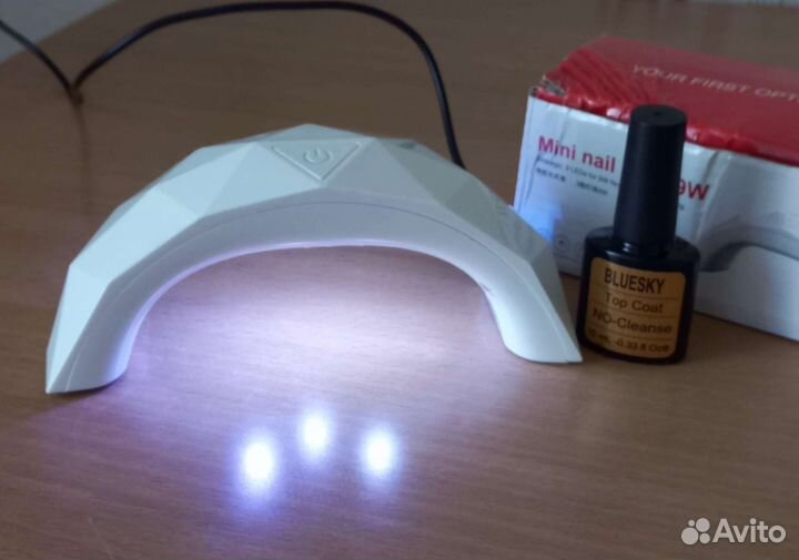 Портативная мини лампа для сушки ногтей + топ