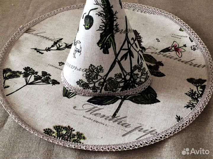 Салфетка сервировочная круглая 37см -№5, полульнян
