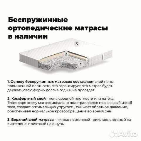 Ортопедический беспружинный матрас 120х200