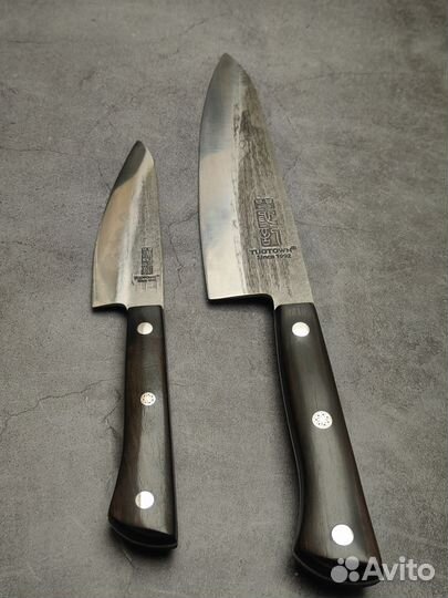 Набор кованых ножей Шеф большой и малый дерево