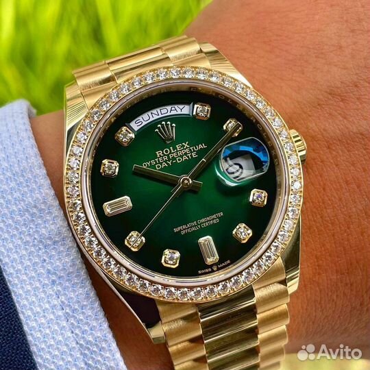 Rolex Day-Date 36mm Yellow Gold & Green Dial RBR