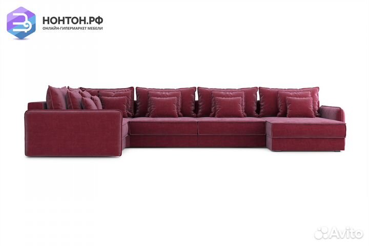 Диван п-образный тик-так Антей бордовый