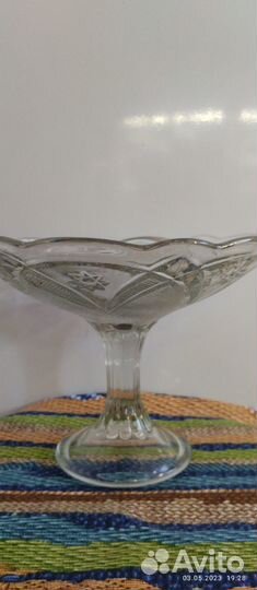 Ваза для фруктов на ножке СССР. Стекло