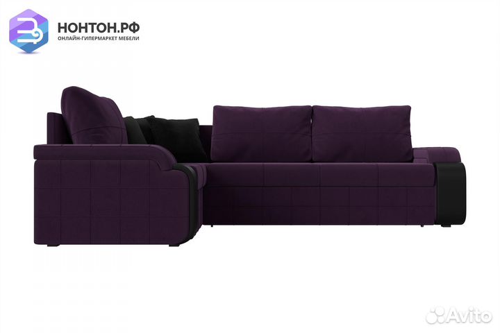 Диван угловой дельфин Николь велюр фиолетовый
