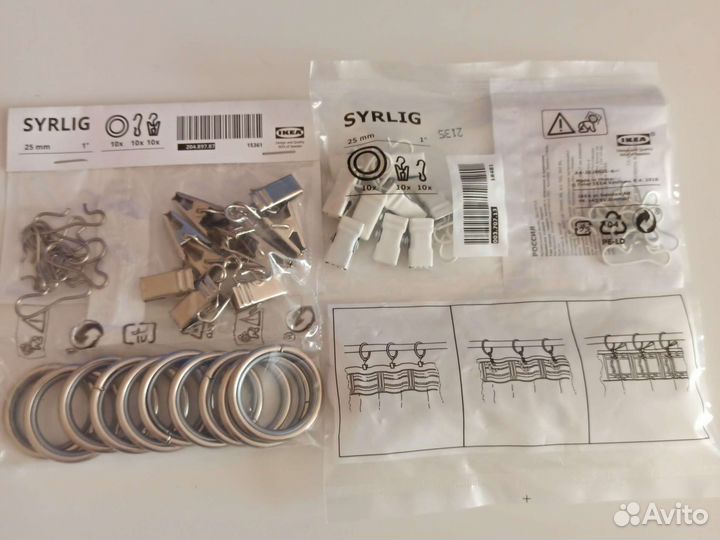 Крючки и зажимы для струнной и/или круглой гардины