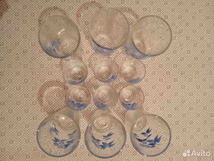 Набор стаканов и стопок с узором,12шт,новый,торг