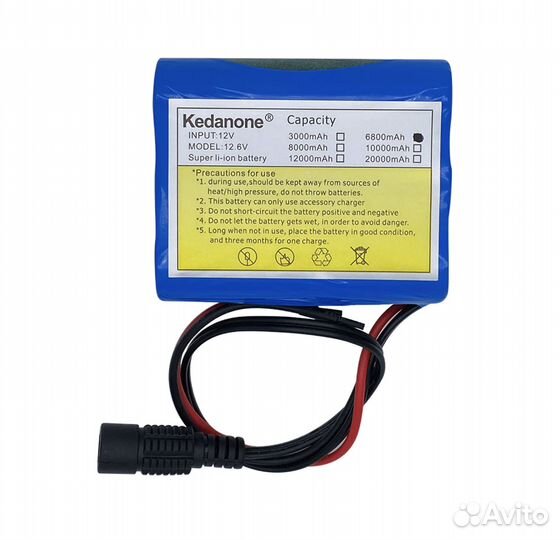 Аккумулятор 12 В 6800 мАч литий-ионный + зарядное