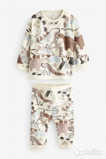 Бежевый костюм Некст в рубчик, размер 74