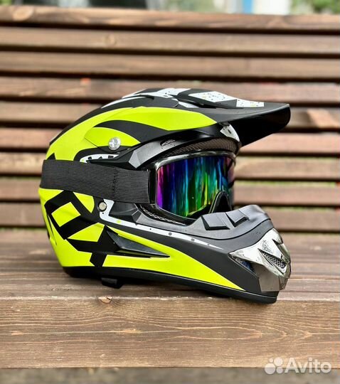 Кроссовый шлем Fox с очками