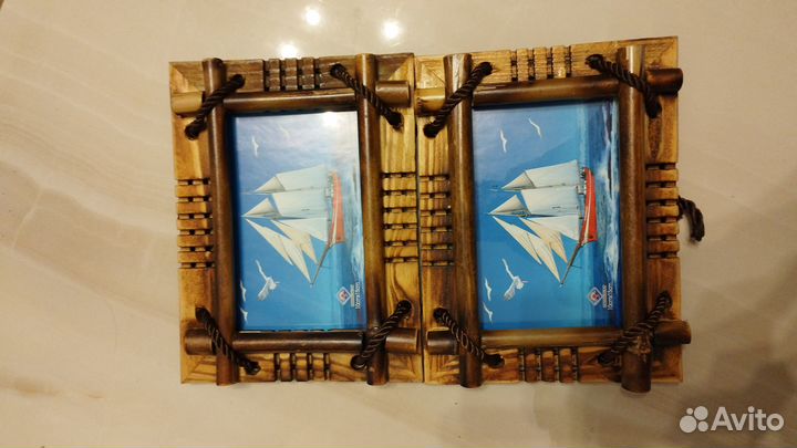 Новая Фоторамка на 2 фото бамбук