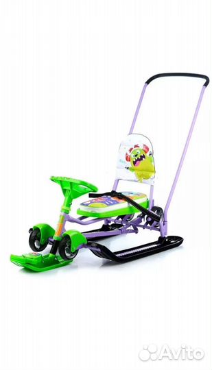 Детский снегокат с ручкой и колесами новый