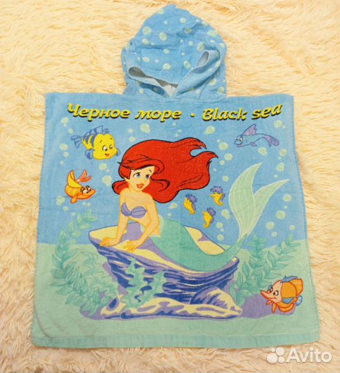 Махровое полотенце пончо детское с капюшоном