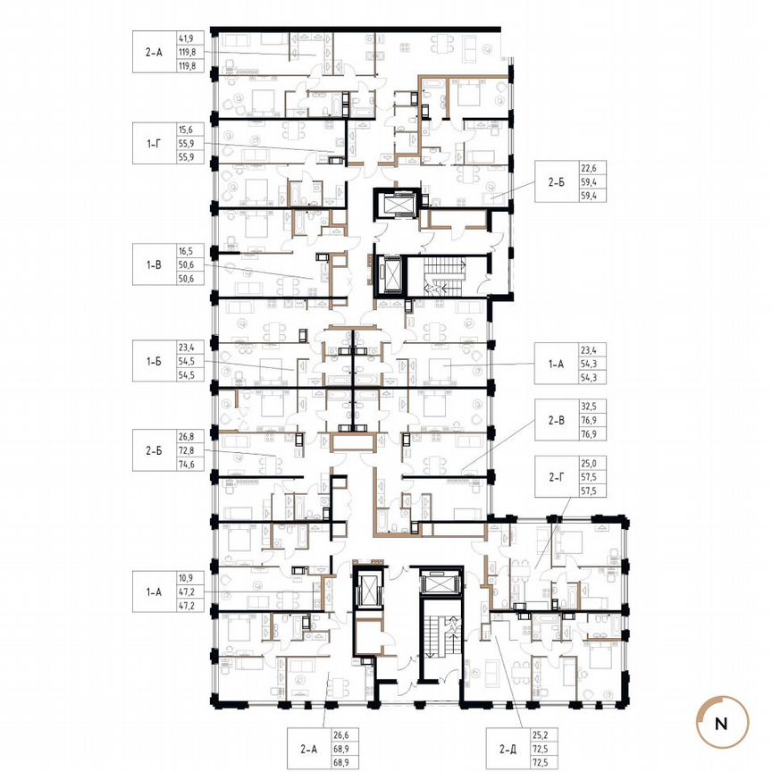 2-к. квартира, 72,5 м², 3/17 эт.