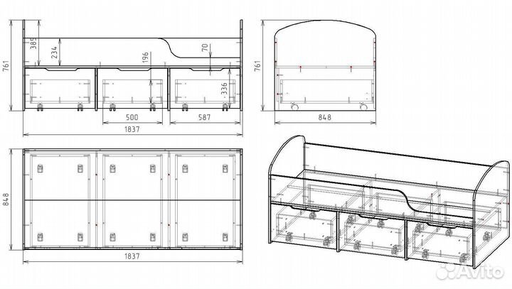 Детская кровать 80х180