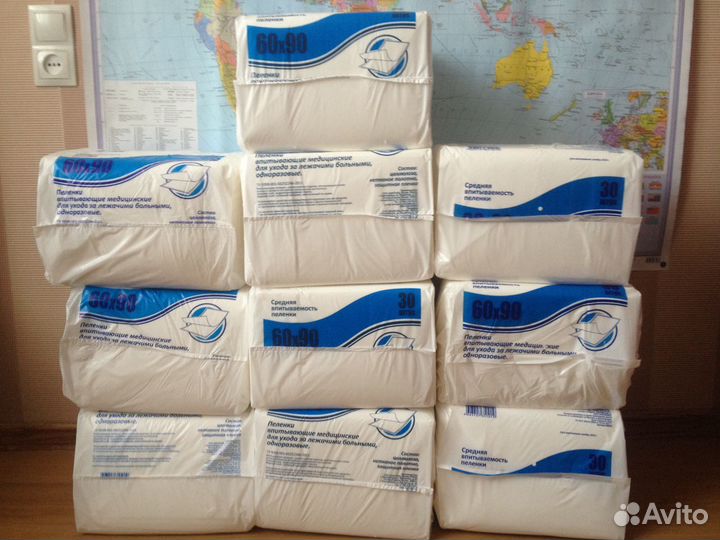 Памперсы для взрослых Пелёнки впитывающие 60х90