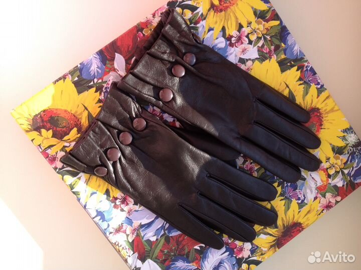 Кожаные перчатки, размер 7, цвет шоколад