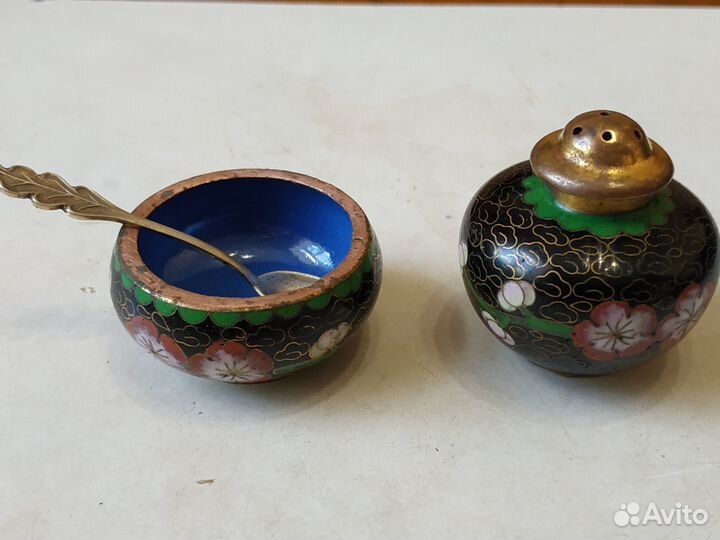 Набор для специй Клуазон Китай + ложечка (серебро)