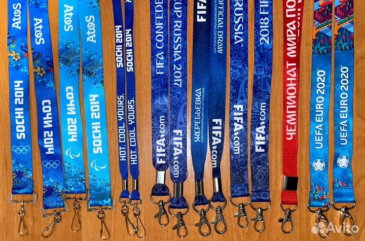 Набор 8 Лент Ланьярд Сочи 2014, Чм 2018, Евро 2020