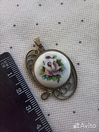 Кулон, подвеска. Финифть. СССР. Винтаж