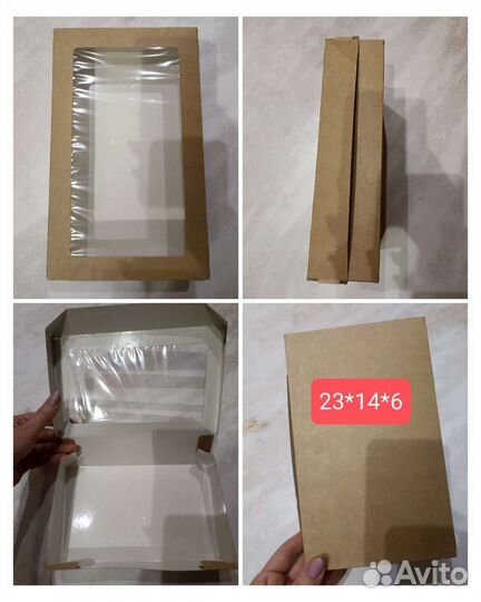 Коробка крафт с окном, наполнитель в ассортименте