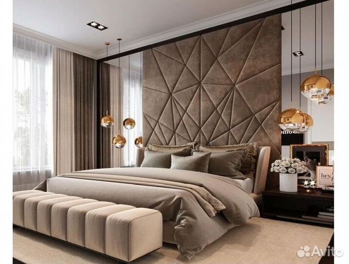 Мягкие стеновые панели, кровати, изголовья