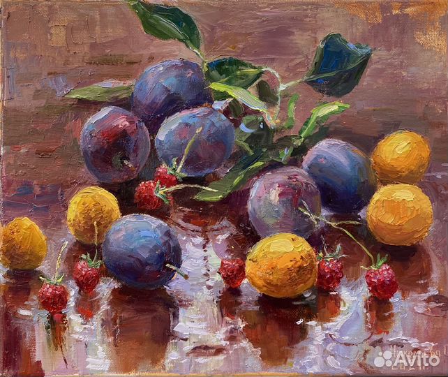 Картина маслом «Фрукты после дождя» 25*30