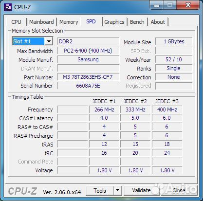 DDR2 2x1gb 800mhz 1rank CL6-6-6-18 Samsung