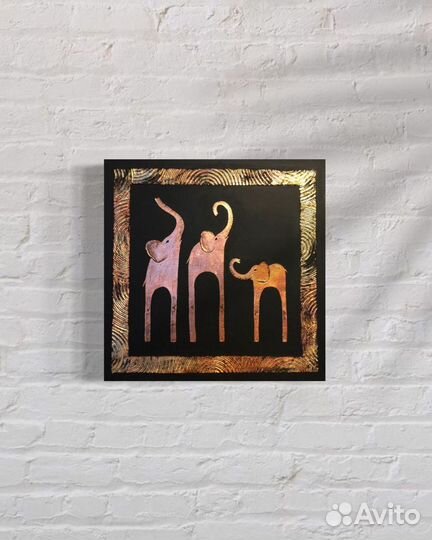 Картина золотые слоны