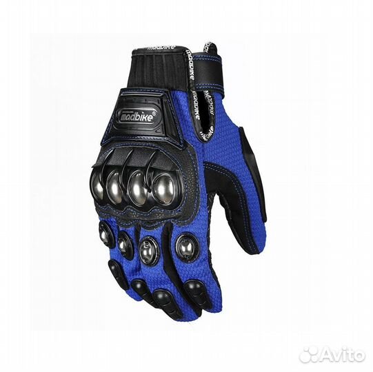 Мото перчатки Madbike MAD-10C синие
