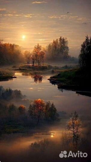 Картины маслом природа леса водопады