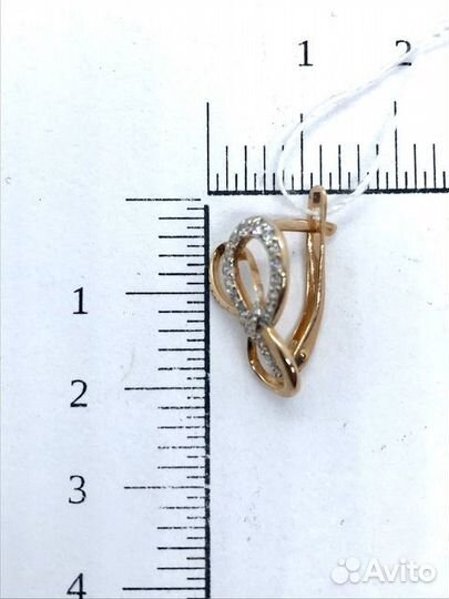 Золотые серьги с фианитом