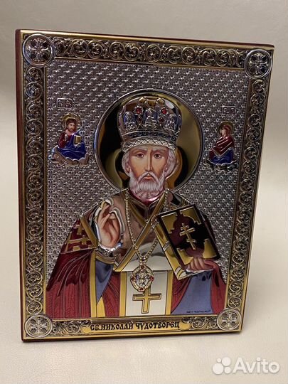 Икона николай чудотворец в серебре Beltrami Италия