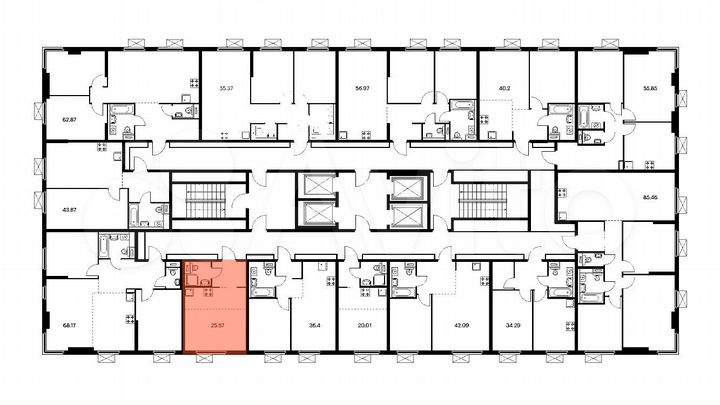 Квартира-студия, 25,6 м², 33/33 эт.